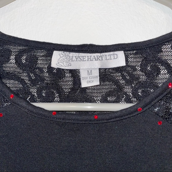 Lace and Red Sequin Long Sleeve - Picture 3 of 4